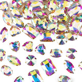 48PCS White AB Sew On Rhinestones with Gold Prong Settings, Mixed 6 Shapes Large Crystal Rhinestones for Wedding Dress Clothing 