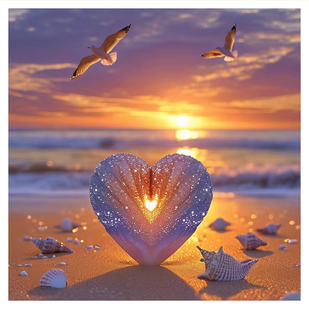 hill froeistung Seagulls Diamond Art Painting Kits for Adults,Beach Diamond Art for Beginners, 5D DIY Full Drill Round Gem Art C