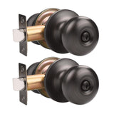 GOBEKOR 2 Pack Interior Door Knobs for Bedroom Bathroom Oil Rubbed Bronze Privacy Door Knobs Interior Keyless Bedroom Door Knob 