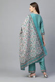 Gosriki Women'S Silk Blend Straight Kurta With Pant & Dupatta (Deal-Sea-Green_L-Go_Green_Large),Green,,B09NRM9V61