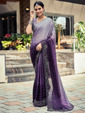 Satrani Womens Pure Georgette Saree (3430S278N_Dark Light Purple)