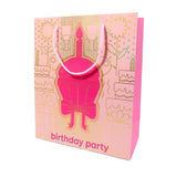 Birthday Theme Paper Gift Bags for Return Gifts Medium Size, Set of 5, Pink Cupcake Design with Rope Handle