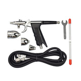 ECOMISTIQ Interchangeable Nozzles Spray Airbrush Metal Nozzle Airbrush Kit Storage Case Spray Cleaning Kit Braided Hose, Black