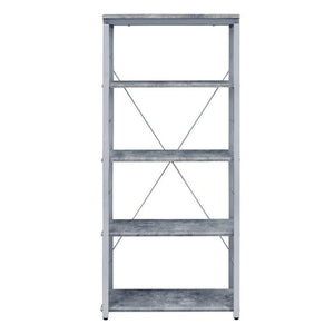 Benjara Industrial Bookshelf With 4 Shelves And Open Metal Frame, Gray And Silver