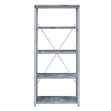 Benjara Industrial Bookshelf With 4 Shelves And Open Metal Frame, Gray And Silver