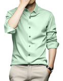 IndoPrimo Mens Stylish Solid Satin Casual Shirt Full Sleeve Shirt, Pista., M