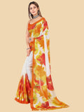 Rangita Women Abstract Printed Chiffon Saree With Blouse Piece -Orange