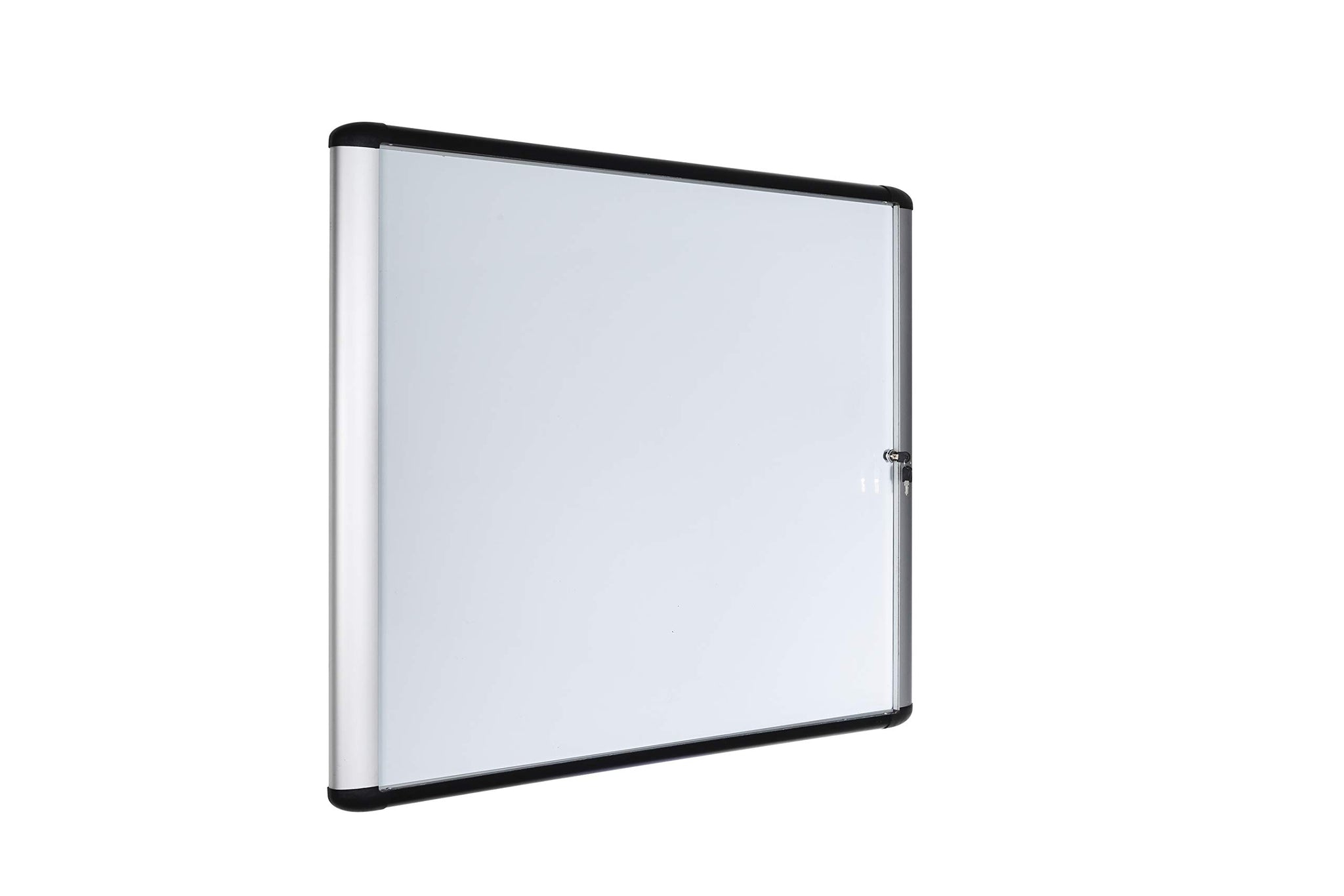 Mvi Magnetic Porcelain Dry-Erase Enclosed Board Cabinet, Glass Swing Door, 28 X 38.7, Aluminum Frame