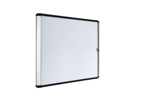 Mvi Magnetic Porcelain Dry-Erase Enclosed Board Cabinet, Glass Swing Door, 28 X 38.7, Aluminum Frame