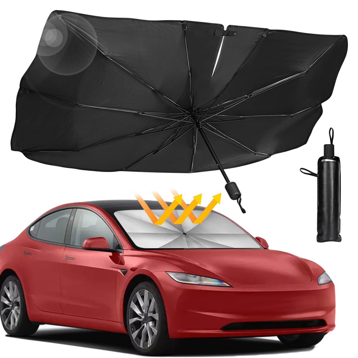 Sedan SUV Car Sun Shade for Windshield UV Rays and Heat Sun Visor Protector, Foldable Windshield Sun Shade Umbrella,Keep Car Coo