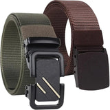 Tpm Military Style Nylon Web Belt, Tactical Canvas Belts With Metal Buckle, Army Green And Brown, 2Pack