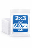600 Pack 2x3 Inch Small Plastic Bags - Clear Resealable Zip Lock Bags, 2 Mil Mini Poly Bag for Jewelry, Beads, Small Items, Stor