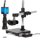 AmScope - 0.7X-5X Zoom Inspection Microscope on Single-Arm Boom-Stand + LED Ring Light + 1080P HDMI C-Mount Camera - H800-SAB-96