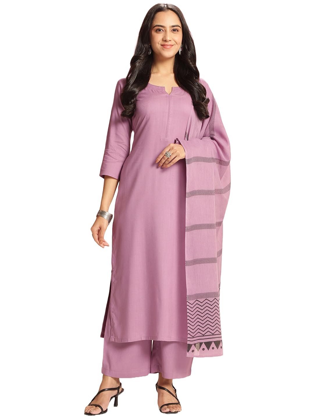 Anni Designer Women'S Rayon Viscose Solid Straight Kurta With Pant & Dupatta (Raja Saab Purple-Vks09_S_Purple_Small),Purple,S