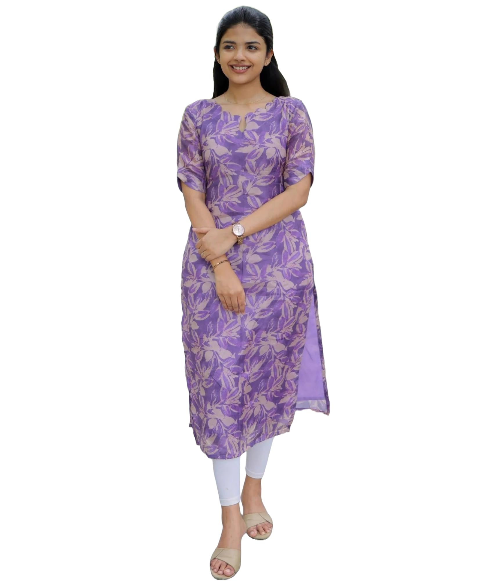 Anni Designer Women'S Viscose Chanderi Floral Straight Kurta (Godavari-Clrs_Blue_Medium),Blue,M