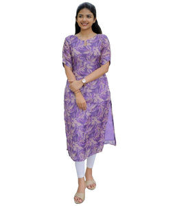 Anni Designer Women'S Viscose Chanderi Floral Straight Kurta (Godavari-Clrs_Blue_Large),Blue,L