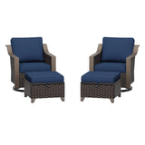MeetLeisure Patio Metal Wicker Swivel Chairs with Ottomans Set of 2, Conversation Furniture Set - 360 Degree Glider Rocker Chair