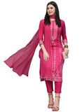 Gosriki Women'S Cotton Blend Straight Printed Kurta With Pant & Dupatta (Veronica Rani-Gs_S_Pink_Small),Pink,,B0CTHWVGH1