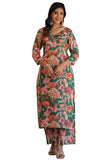 Gosriki Women'S Cotton Blend Straight Printed Kurta With Pant (Chinki-Green-Sh-Gs_M_Green_Medium),Green,,B0D4VM1TCS