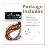 Hair Feathers Kit, 20 Feathers For Hair, Long Feather Extensions With Beads And Loop Tool, 100% Real Rooster Feather Accessories