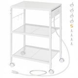 HOOBRO Industrial Printer Stand, 3-Tier Mobile Printer Table, Rolling Cart with Power Outlets and USB Ports, Home Printer Stand 
