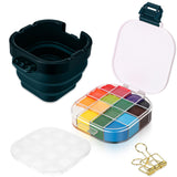 Fuyoooo Airtight Paint Saver Storage Palette Box 16 Well Portable Palette Box with Sealing Lid Fixing Clips Collapsible Brush Ba