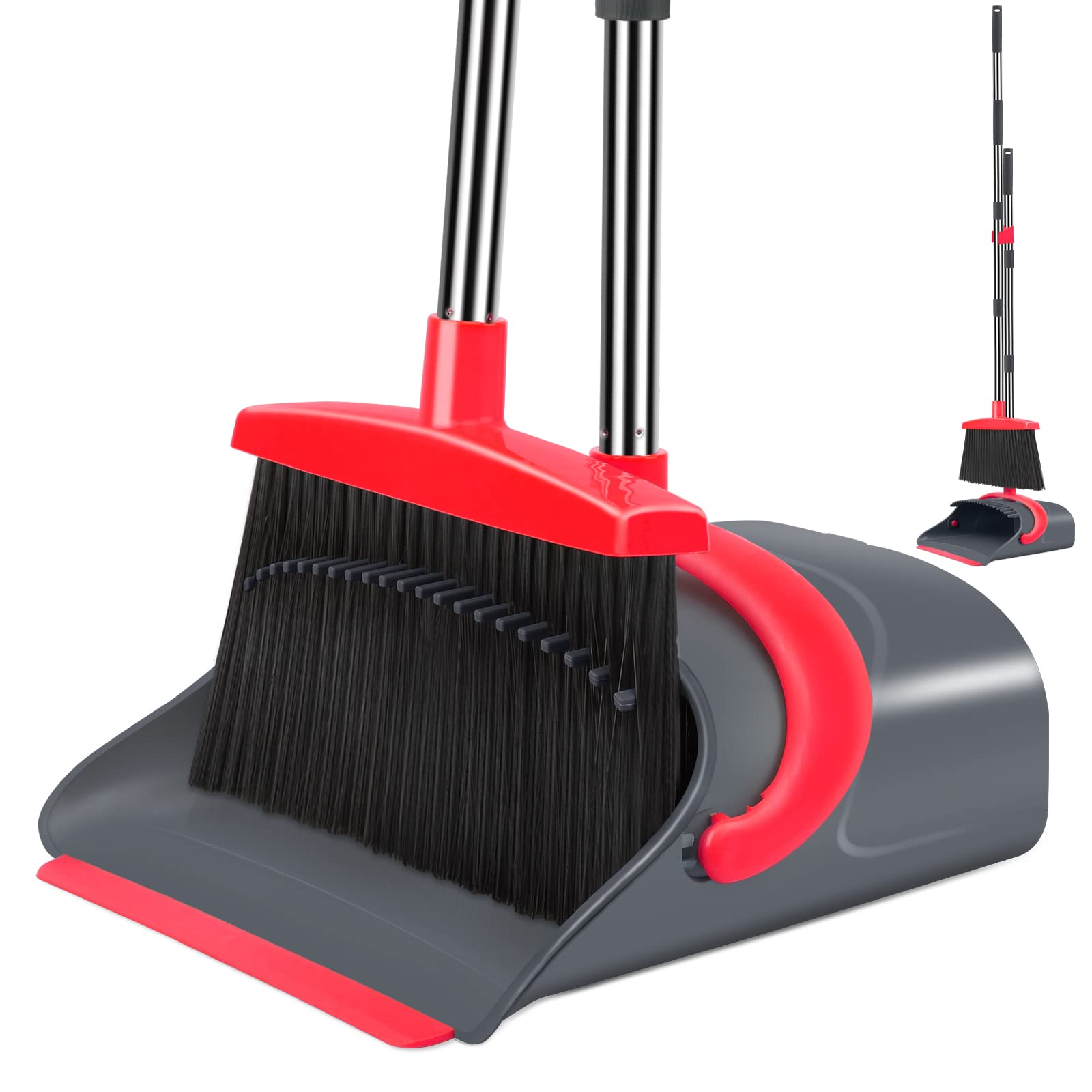 Broom And Dustpan Set, Broom With Dust Pan Set, Long Handle Broom And Dustpan Set For Home Kitchen Room Office Lobby Indoor Floo