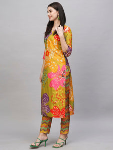 Gosriki Women'S Cotton Blend Straight Printed Kurta With Pant (Wahida Yellow-Gs_Xxl_Yellow_Xx-Large),Yellow,2,B0CSG662XH