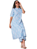 Anni Designer Women'S Rayon Viscose Straight Printed Kurta With Pant (Kopek Sky-Vks04_S_Sky Blue_Small),Sky Blue,S,,,