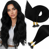 Easyouth Nano Hair Extensions Human Hair Black Nano Bead Hair Extensions Black 20 Inch 50g 50s Nano Human Hair Extension Comfort