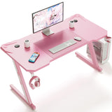 Homall 47 Inch Pink Gaming Desk, Carbon Fiber Surface Computer Desk with Cup Holder and Headphone Hook