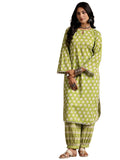 Libas Womens Printed Cotton Straight Kurta With Salwar