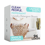 The Clean People Laundry Detergent Sheets - Laundry Soap - Ultra Concentrated, Recyclable Packaging, Stain Fighting - Peppermint