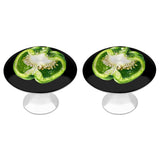 Green Bell Pepper Round Cabinet Handles 2Pcs Kitchen Dresser Knob Pulls Door
