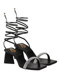 Shoetopia Embellished Stutted Strap Black Heeled Sandals For Women & Girls /Uk4,Black,4,B0BV6ZDWCS