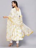 Gosriki Women'S Organza Floral Printed Anarkali Kurta With Pant & Dupatta (Ratnagiri-Multi-Nw-Gs_L_White_Large),White,,B0C3QY576J