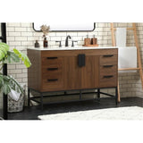Elegant Decor Indoor Modern Under Sink Bathroom Fixtures Storage Organizer Cabinet 30 Inch Single Bathroom Vanity - Teak