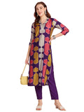 Anni Designer Women'S Rayon Blend Straight Printed Kurta With Pant (Surdas Begani_S_Begani_Small),Begani,S