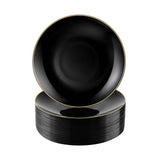 Bestluck 100 PCS Black Gold Plastic Plates, 7 inch Black Disposable Plates for Party, Disposable Dessert Plates for Party, Gradu