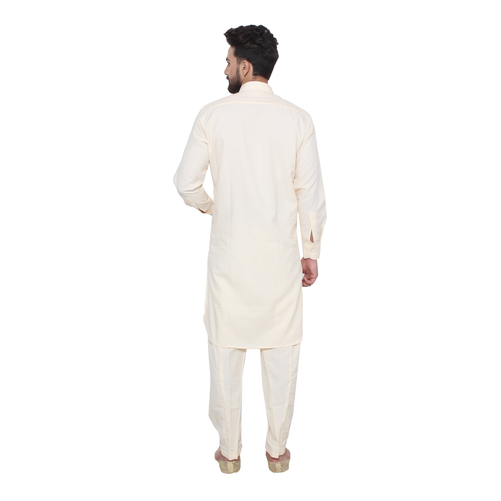 Sojanya (Since 1958 Men'S Fawn Cotton Blend Pathani Kurta & Salwar Set Size Xxl
