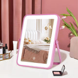 YEKKOPT Pink Rechargeable Vanity Mirror with Lights, 10 7 LED Makeup Mirror with Lights, Smart Touch Control Dimmable 3 Modes L
