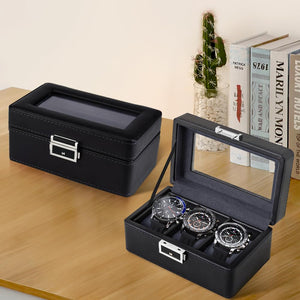 Anyasun Watch Box Organizer for Men,3 Slot Watch Display Case Valentines Gift PU Leather Watch Cases for Men Watch Storage,Watch
