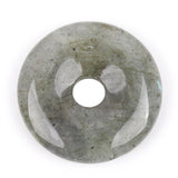 GEM-Inside 40mm Gray Labradorite Jasper Stone Circle Donuts Beads for Pendant Jewelry Making Power Energy Chakra Massage GuaSha 
