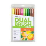 Tombow 56196 Dual Brush Pen Art Markers, Citrus, 10Pack. Blendable, Brush and Fine Tip Markers