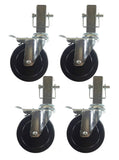 Scaffolding Caster 5 Hard Rubber Locking with 1.25 Inch Square Shank 4 EA