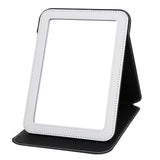 Ximruyuv White Foldable Desk Mirror, 5.3 6.9Adjustable Angle Rounded Rectangle PU Edge Covering Travel Mirror with Stand (M