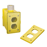 Hubbell Wiring Systems HBLPOB1DY HeavyDuty Portable Outlet Box with Cord Strain Relief and Two Duplex Indoor Cover Plate, Yello