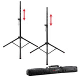 Gator Frameworks Standard Speaker Stand Set; Includes (2) Speaker Stands and Nylon Carry Bag (GFW-SPK-2000SET),Black