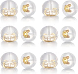DELECOE 12 PCS White Gold Soft Silicone Earring Backs for Studs,Hypoallergenic Earring Backs Replacements for Studs Earring Hoop