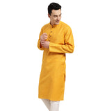 Sojanya (Since 1958 Men'S Cotton Blend Checkered Regular Kurta Set (D-Sjr-Lk-Dobychk-257-Mstrd-42_Mustard(D-Sjr-Lk-Dobychk-257-M